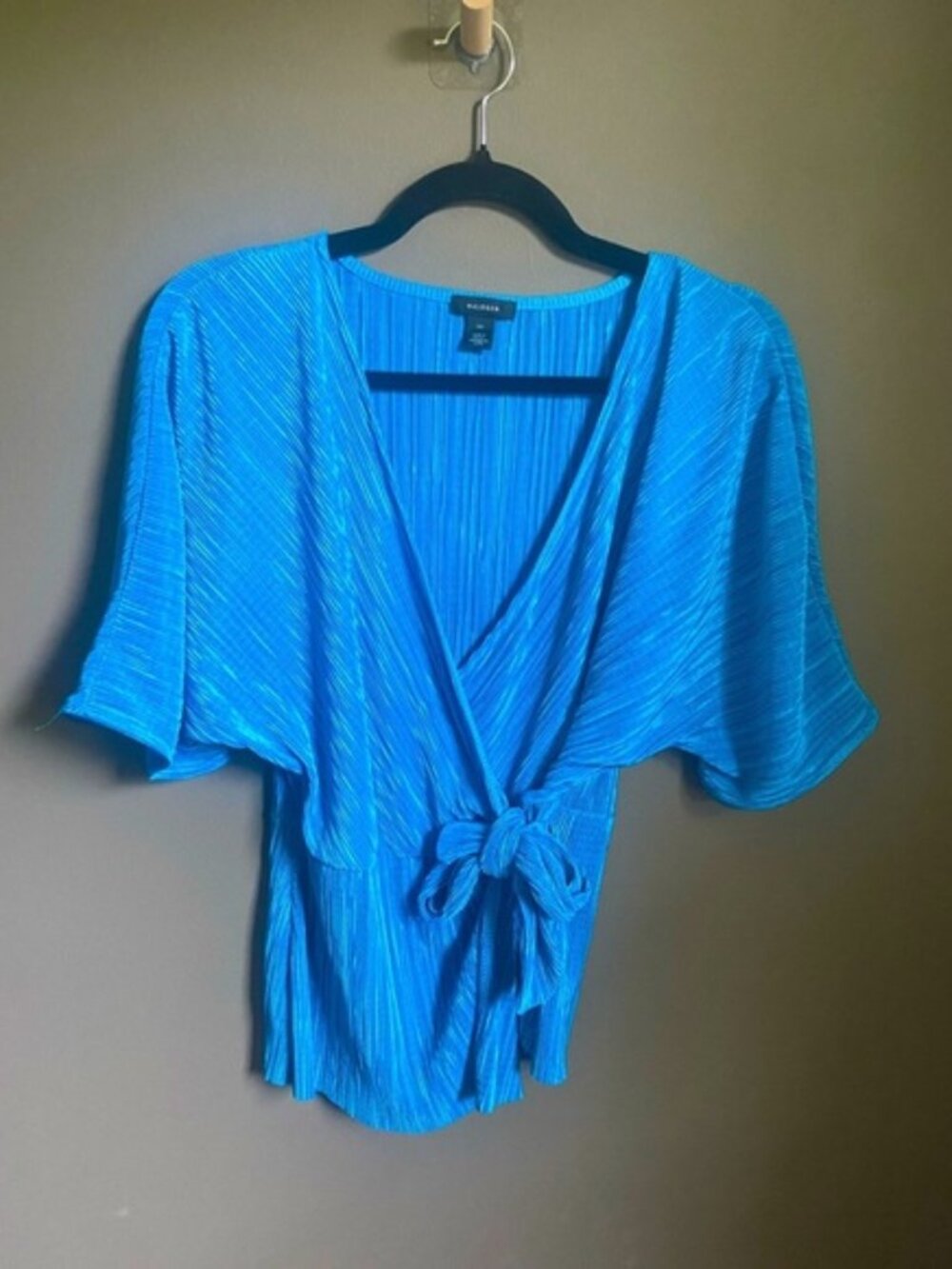 Halogen Vibrant Blue Faux Wrap Blouse